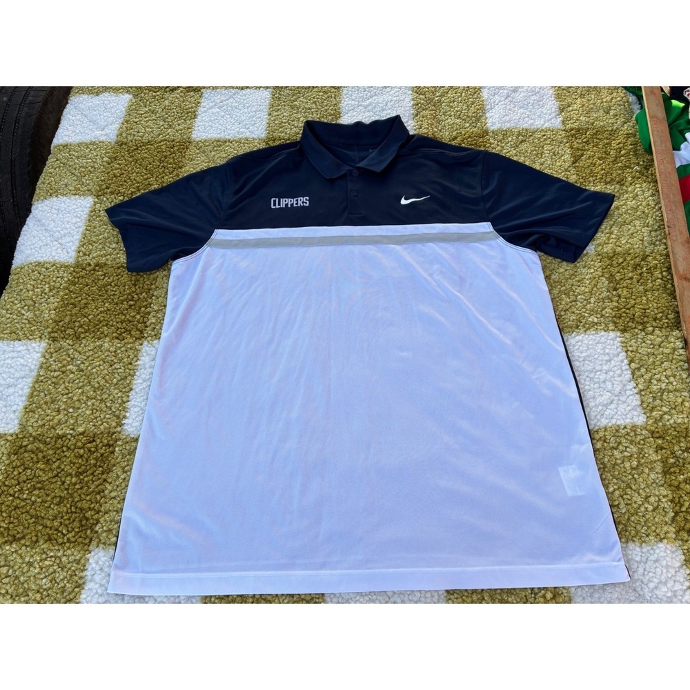 Nike Los Angeles Clippers Dri FIT Polo Shirt Mens XL Navy White Athletic